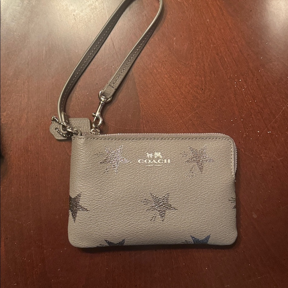 Coach Gray Wristlet with Star Pattern